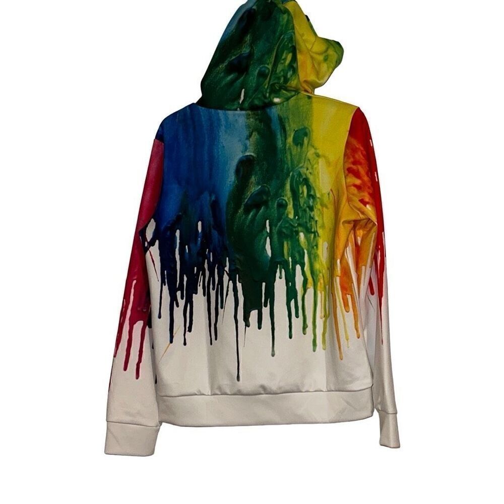 Multicolor Rainbow Paint Drip Hoodie By Newcosplay Girl's Size XL - Picture 7 of 12